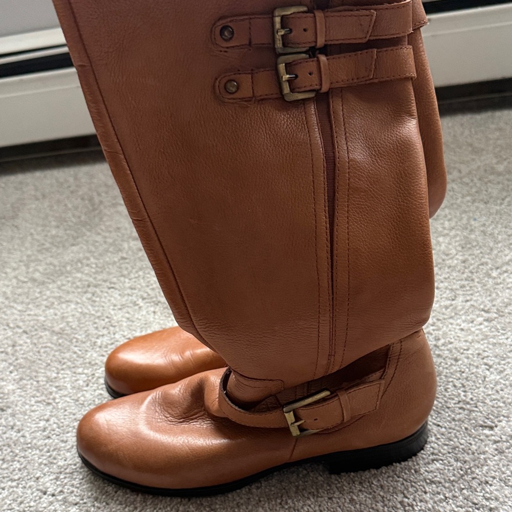 Naturalizer Over-the-Knee Leather Boots in Cognac Brown